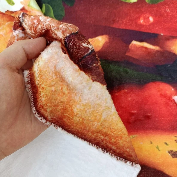 Yiyecek Desenli Battaniye - Lahana Burger - Büyük 140x115cm - 3