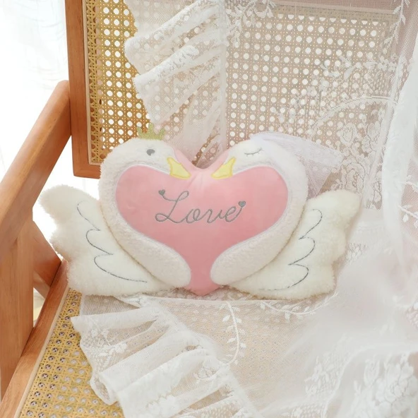 Kuğu Çift Peluş Yastık Kolye - 8*12cm - Resim 7