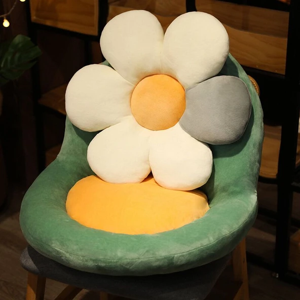 Çiçek Şeklinde Peluş Minder - Yeşil (Süper Yumuşak) - Büyük: 42*50*38cm