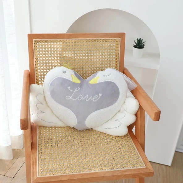 Kuğu Çift Peluş Yastık Kolye - 8*12cm - Resim 2