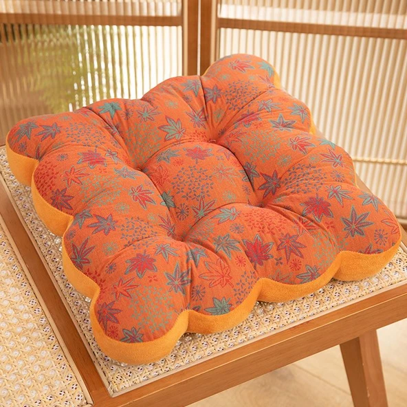 Üç Katlı Gazlı Kare Minder - Pastoral Turuncu - 40cm