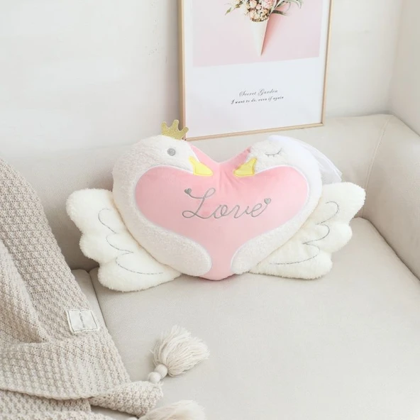 Kuğu Çift Peluş Yastık Kolye - 8*12cm - Resim 4