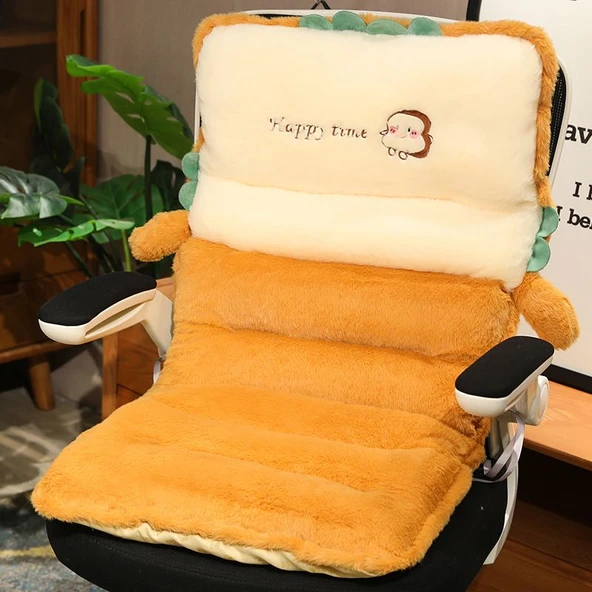 Çizgili Peluş Koltuk Minderi - Tost - 40x80cm