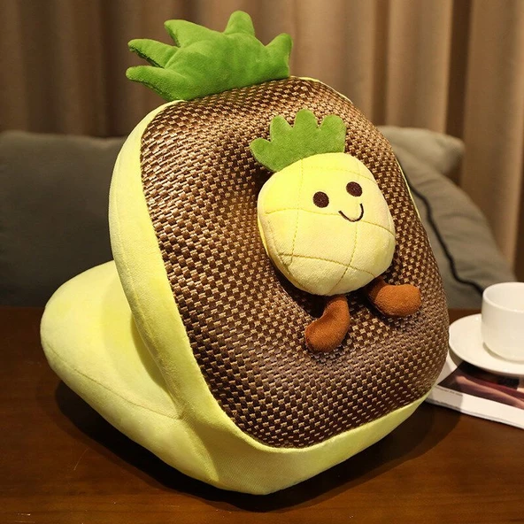 Ananas Desenli Rattan Matlı Uyku Yastığı - 30x25x30cm