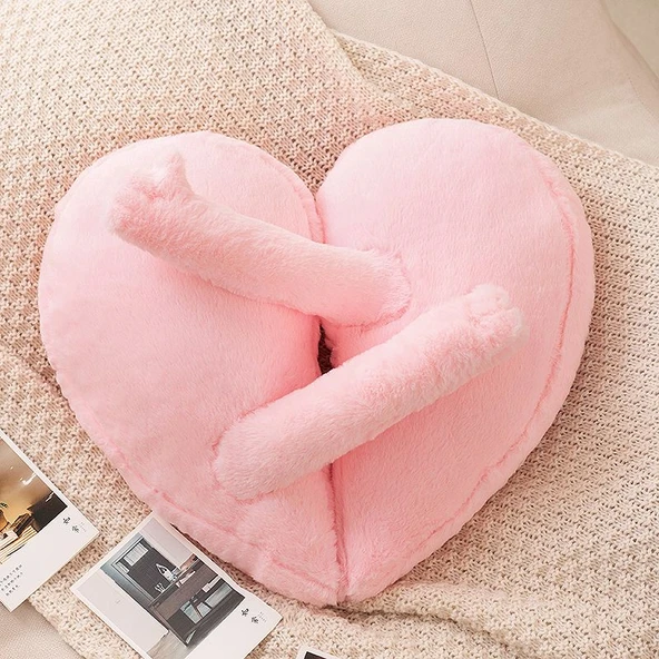 Yıldız Peluş Yastık Minder - Pembe Kalpli 48*45cm
