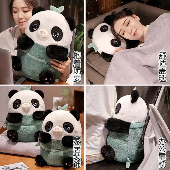 Bambu Panda 2'si 1 Arada Yastık Battaniye - Resim Rengi 40*30cm+100*170cm - 2
