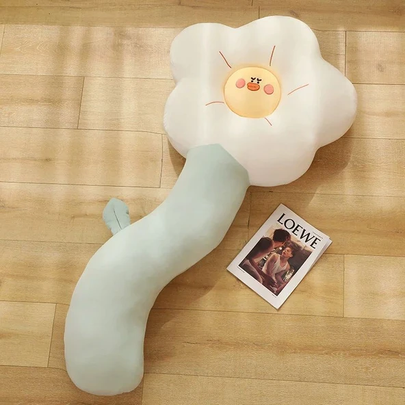 Sarı Çiçekli Peluş Yastık - 130cm