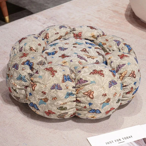Retro Kelebek Yer Minderi Peluş Oyuncak - Bej 60cm