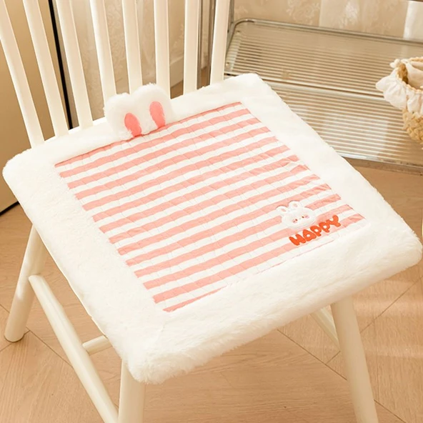 Pamuklu Hava Katmanlı Çizgili Lateks Koltuk Minderi - Pembe 40x5cm - 5