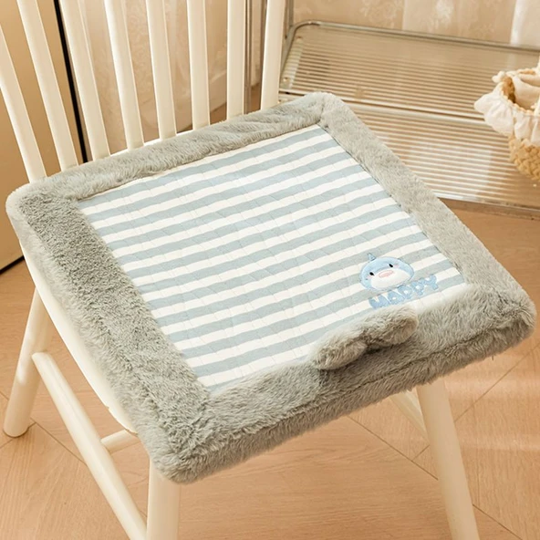 Pamuklu Hava Katmanlı Çizgili Lateks Koltuk Minderi - Bej 40x3cm - 7