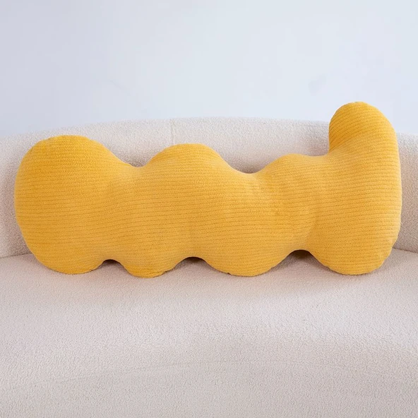 Peluş Kadife Dekoratif Yastık - Bal Peteği Sarı - 95x50cm