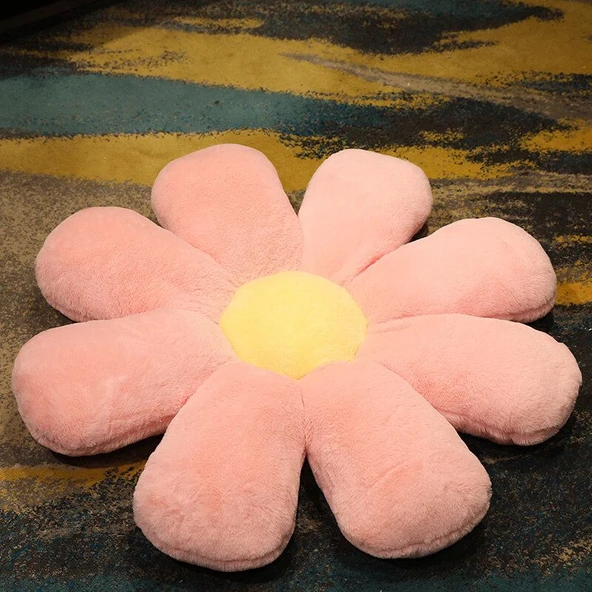 Tavşan Tüyü Çiçek Minder - Pembe 50cm
