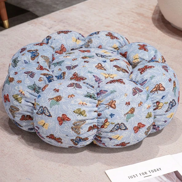 Retro Kelebek Yer Minderi Peluş Oyuncak - Mavi 40cm - 11