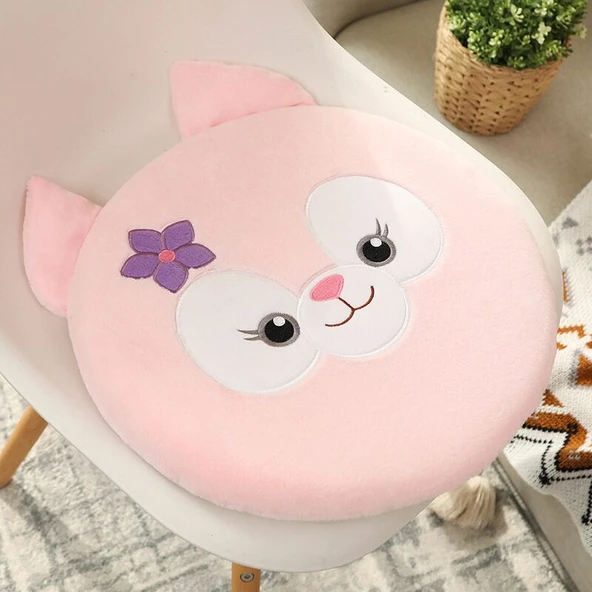 Tavşan Kadife Hafızalı Köpük Pembe StellaLou Desenli Çıkarılabilir Yıkanabilir Minder - 40cm