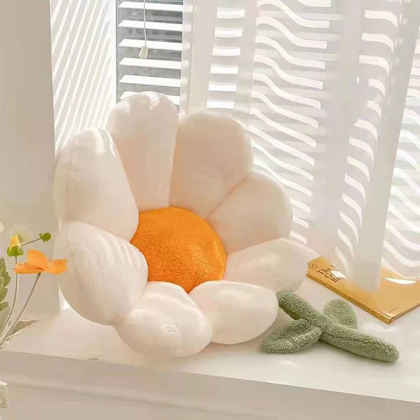 Çiçek Tasarımlı Peluş Minder - Yeşil - Küçük Boy - 5