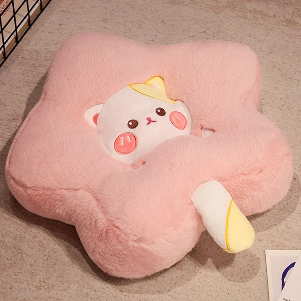 Pembe Miyav Peluş Minder - 40x40x10cm
