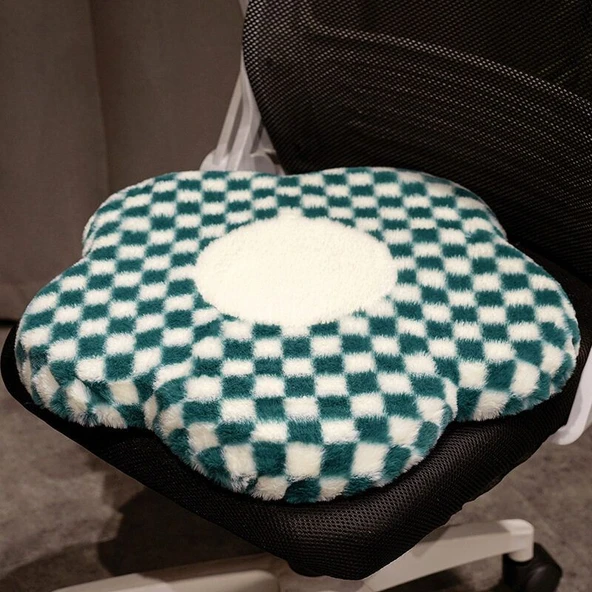 Çiçek Desenli Hafızalı Köpük Oturma Minderi - Mavi Çiçekli - 45x45x4cm - Resim 2