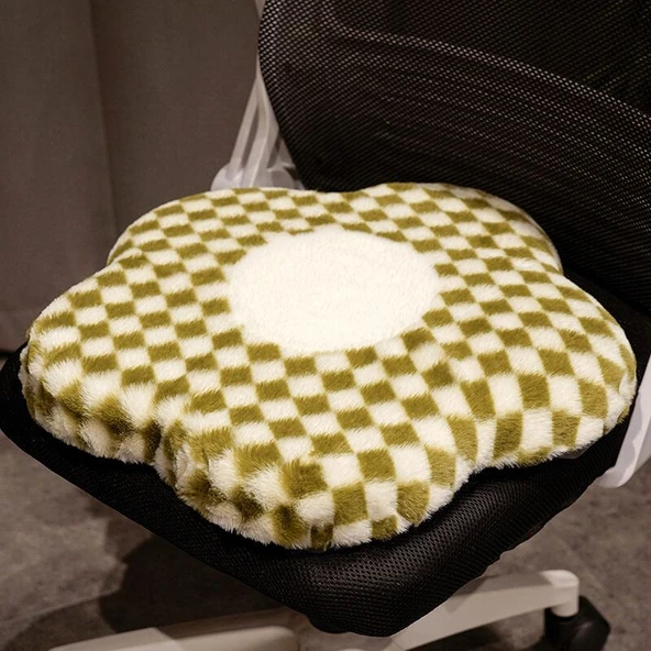 Çiçek Desenli Hafızalı Köpük Oturma Minderi - Mavi Çiçekli - 45x45x4cm - Resim 6