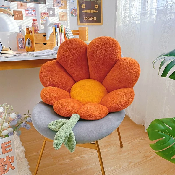 Çiçek Tasarımlı Peluş Minder - Yeşil - Küçük Boy - 2