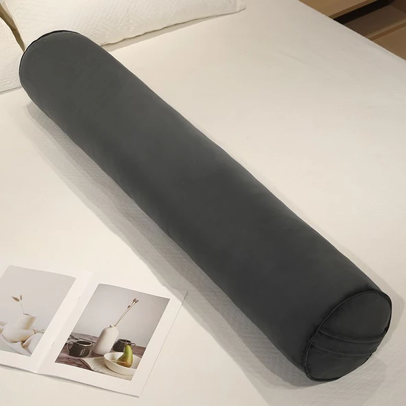 Çıkarılabilir Yıkanabilir Silindir Uzun Peluş Yastık - Bal Sarısı 150x20cm - 8