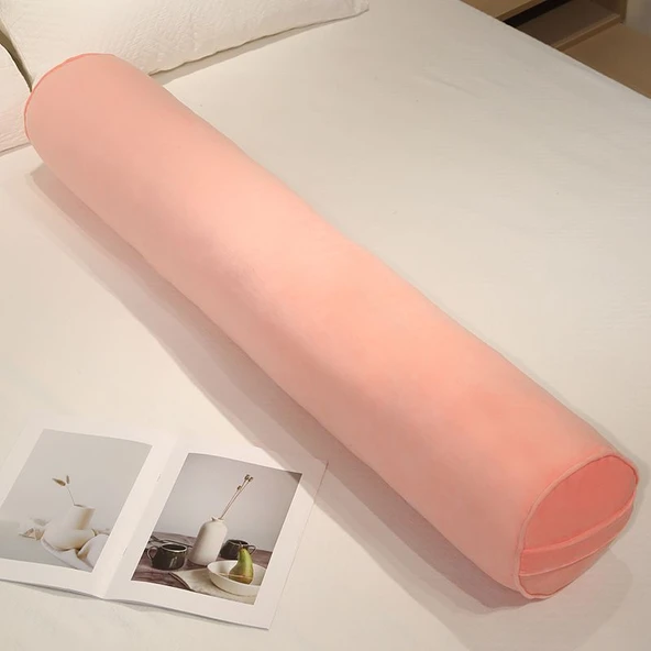 Çıkarılabilir Yıkanabilir Silindir Uzun Peluş Yastık - Bal Sarısı 150x20cm - 5