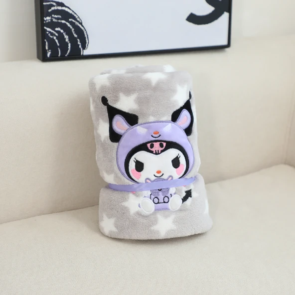 Çizgi Film Peluş Battaniye - Yıldızlı Kuromi - 150x100cm