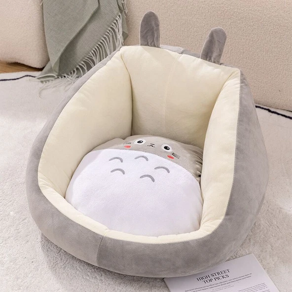 Çizgi Film Peluş Oturma Minderi - Gri Totoro 50x45x35cm - 5