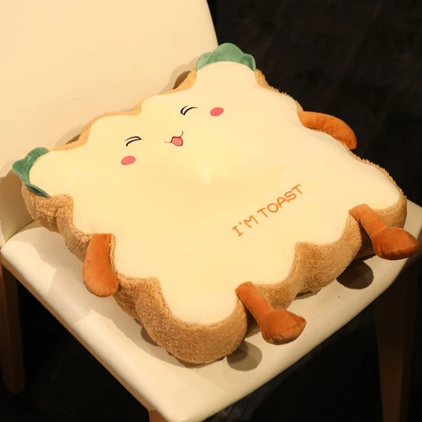 Tost Peluş Minder 40x40cm - Kare Tost Gülen Yüz