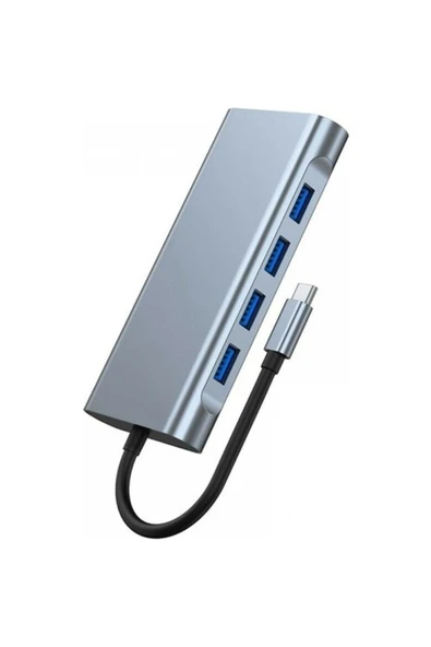 Aksesuarcı 11in1 Macbook Pro Air Type-C Çevirici Dönüştürücü Çoklayıcı Pd Şarj Hdmi Sd Network Vga Girişli Taşınabilir Adaptör - 6