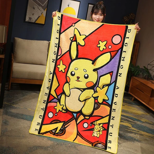 Çizgi Film Desenli Battaniye - Pikachu (Hediye Kutulu) 110x160cm - 9