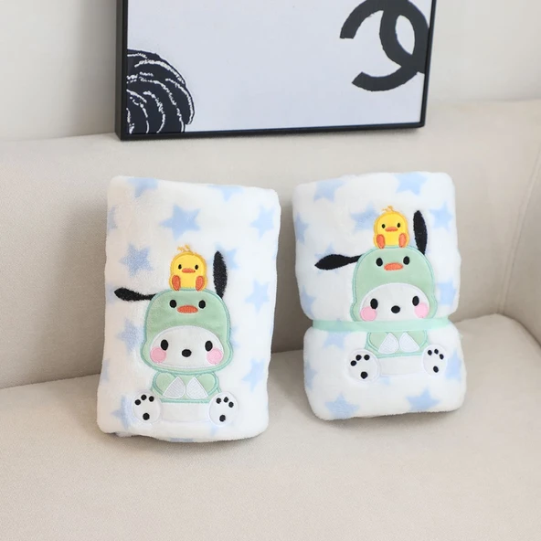Çizgi Film Peluş Battaniye - Yıldızlı Pompompurin - 150x100cm - 10