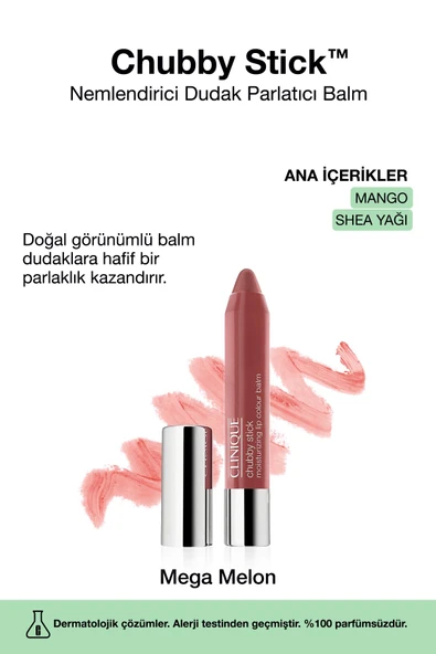 CLİNİQUE Chubby Stick™ Nemlendirici Dudak Parlatıcı Balm - Renk: 04 Mega Melon 3g | Mango, Shea Yağı
