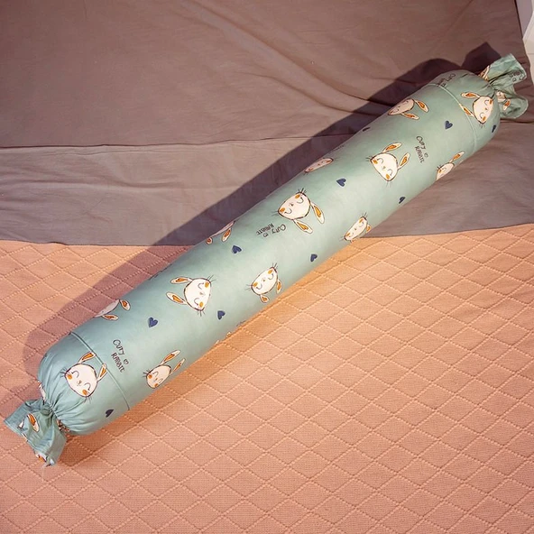 Pamuk Şeker Uzun Yastık - Çıkarılabilir Yıkanabilir Minder - Renkli Kedi - 120cm - 5