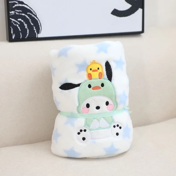 Çizgi Film Peluş Battaniye - Yıldızlı Pompompurin - 150x100cm - 7