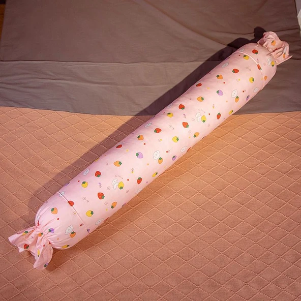 Pamuk Şeker Uzun Yastık - Çıkarılabilir Yıkanabilir Minder - Renkli Kedi - 120cm - 8