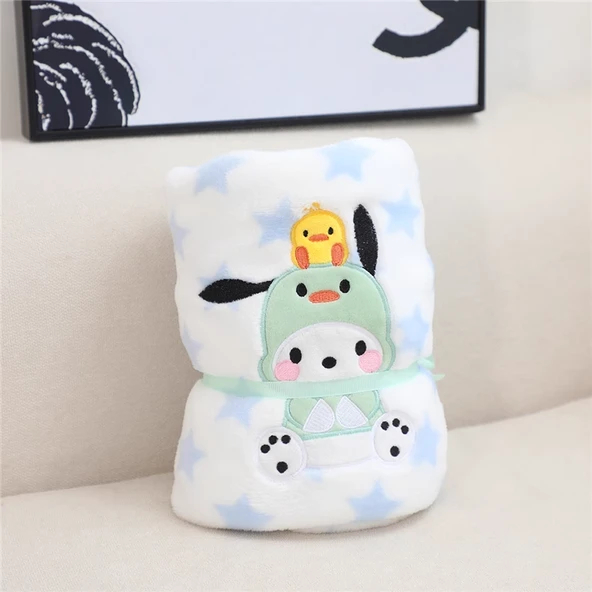 Çizgi Film Peluş Battaniye - Yıldızlı Pompompurin - 150x100cm