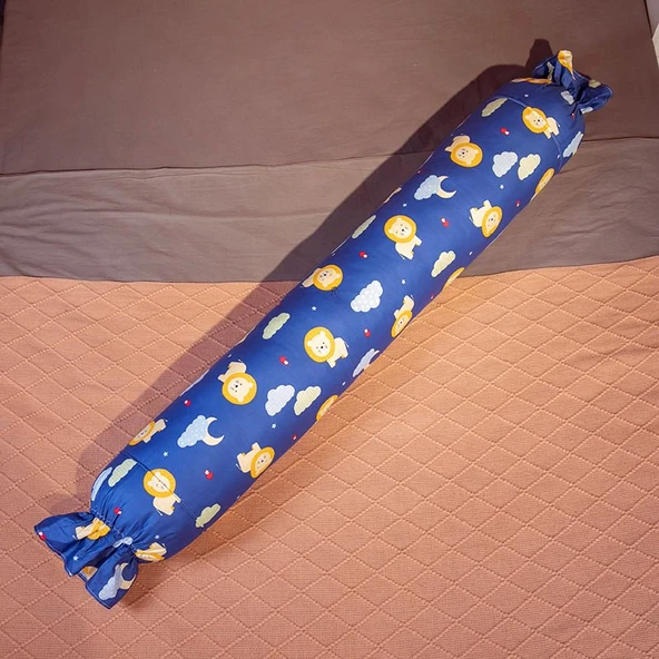 Pamuk Şeker Uzun Yastık - Çıkarılabilir Yıkanabilir Minder - Renkli Kedi - 120cm - 3