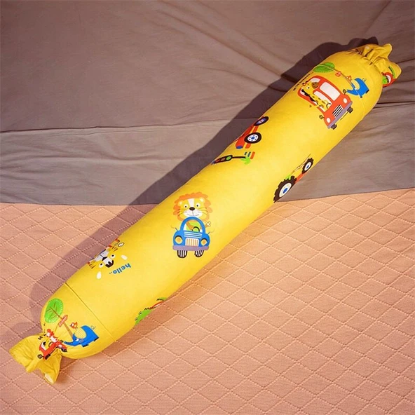 Pamuk Şeker Uzun Yastık - Çıkarılabilir Yıkanabilir Minder - Renkli Kedi - 120cm - 10