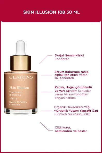 CLARİNS Skin Illusion 108 30 ml Doğal Nemlendirici Fondöten