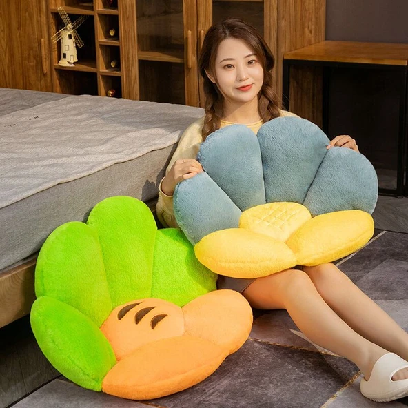 Havuç Kaktüs Tavşan Tüyü Yarım Çevre Minder Sırt Desteği - Çilek 55*65cm - Resim 9