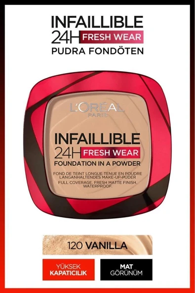 L'OREAL PARİS Infaillible 24h Fresh Wear Pudra Fondöten 120 Vanilla