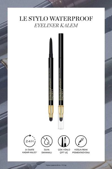 LANCOME Le Stylo Suya Dayanıklı Göz Kalemi 02 Siyah 3614273436366 - 1
