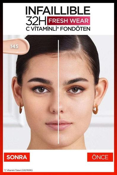 L'OREAL PARİS L'oréal Paris Infaillible 32h Fresh Wear C Vitaminli Fondöten - 145 Rose Beige - 5