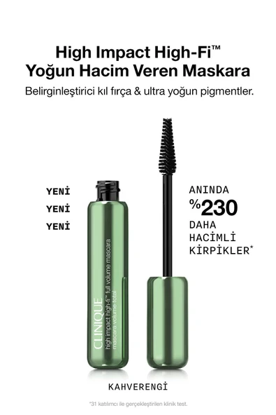 CLİNİQUE High Impact™ High-Fi™ Yoğun Hacim Veren Maskara - Kahverengi 10ml | Hindistan Cevizi, Argan Yağı