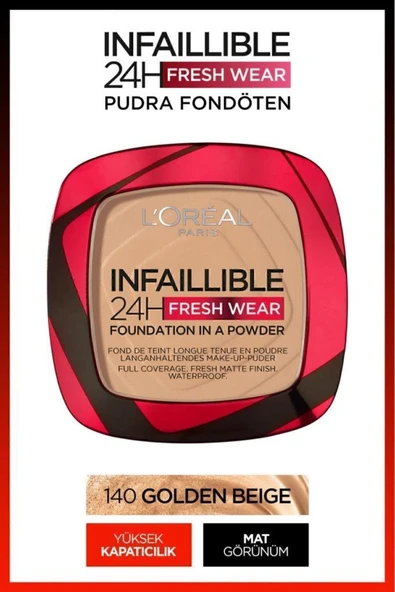 L'OREAL PARİS Infaillible 24h Fresh Wear Pudra Fondöten 140 Golden Beige