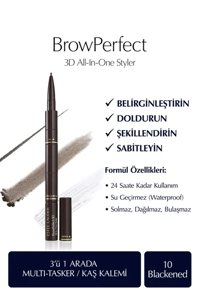ESTEE LAUDER Kaş Kalemi - BrowPerfect 3D All-In-One Styler Multi-Tasker 10 Blackened Brown