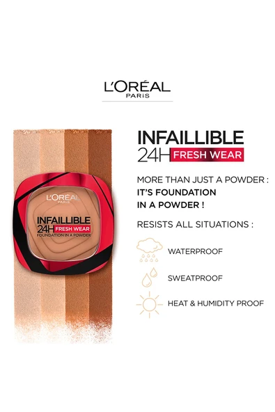 L'OREAL PARİS Infaillible 24h Fresh Wear Pudra Fondöten 40 Cashmere - Resim 8