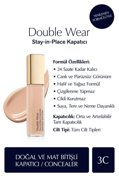 ESTEE LAUDER Kapatıcı - Double Wear Stay-in-place Concealer - Renk: 3c Medium (COOL) 12ml