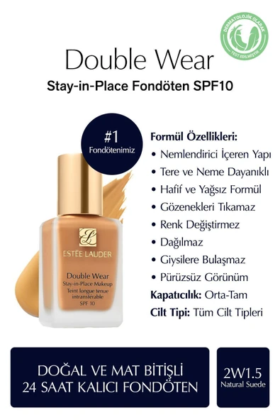 ESTEE LAUDER Doğal Ve Mat Bitişli - Double Wear Stay-in-place Fondöten Spf 10 ( 2w1.5 Natural Suede ) - 30 Ml