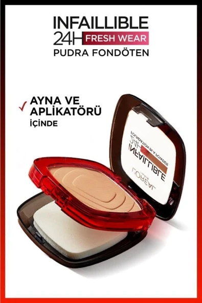 L'OREAL PARİS Infaillible 24h Fresh Wear Pudra Fondöten 220 Sand - Resim 6